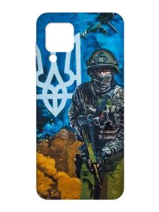 Матовий чохол з рожевими боками на Samsung Galaxy M32/A22/M22 4G :: Військовий (патріотичний принт 349)