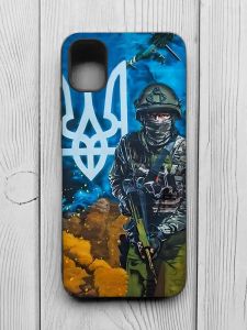 Матовий чохол з чорними боками на Samsung Galaxy A04E/A042 :: Військовий (патріотичний принт 349)