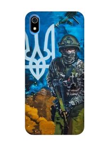 Матовий чохол з рожевими боками на Xiaomi Redmi 7A :: Військовий (патріотичний принт 349)