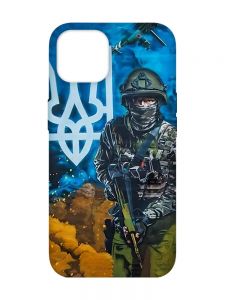 Матовий чохол з рожевими боками на  Apple iPhone 14 :: Військовий (патріотичний принт 349)