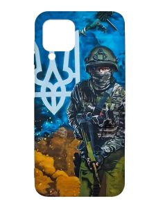 Матовий чохол з чорними боками на Samsung Galaxy A12 :: Військовий (патріотичний принт 349)