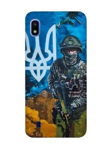 Матовий чохол з червоними боками на Samsung Galaxy A10 (2019) A105 :: Військовий (патріотичний принт 349)