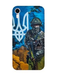 Матовий чохол з рожевими боками на Apple iPhone XR :: Військовий (патріотичний принт 349)