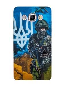 Матовий чохол з червоними боками на Samsung Galaxy J5 (2016) J510 :: Військовий (патріотичний принт 349)