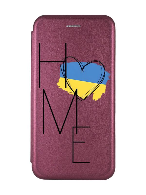 Чохол-книжка з малюнком для Samsung Galaxy M32/A22/M22 4G Бордовий :: Дім Україна (принт 353)