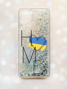 Чохол з плаваючими блискітками Samsung Galaxy A12 Срібний :: Дім Україна (принт 353)