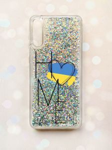 Чохол з плаваючими блискітками на Samsung Galaxy A50 (2019) A505F Срібний :: Дім Україна (принт 353)