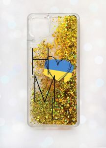 Чохол з плаваючими блискітками Samsung A12 Золотий :: Дім Україна (принт 353)