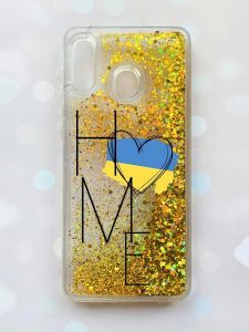 Чохол з плаваючими блискітками на Samsung Galaxy A30(2019) A305/A20 Золотий :: Дім Україна (принт 353)