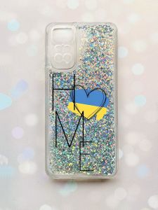 Чохол з плаваючими блискітками на Xiaomi Redmi Note 11 Срібний :: Дім Україна (принт 353)