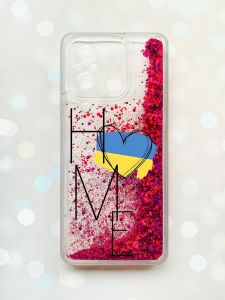 Чохол з плаваючими блискітками на Xiaomi Redmi 12C Рожевий :: Дім Україна (принт 353)