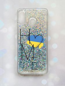 Чохол з плаваючими блискітками на Samsung Galaxy A30(2019) A305/A20 Срібний :: Дім Україна (принт 353)