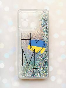 Чохол з плаваючими блискітками на Xiaomi Redmi 12C Срібний :: Дім Україна (принт 353)