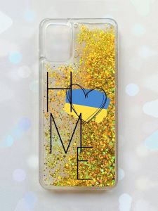 Чохол з плаваючими блискітками для Samsung Galaxy A03s (A037) Золотий :: Дім Україна (принт 353)