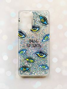 Чохол з плаваючими блискітками на Samsung Galaxy A52 (A525) Срібний :: Очі (принт 358)