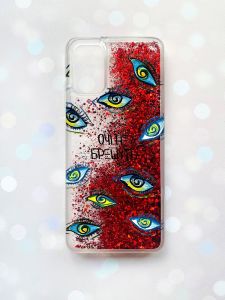 Чохол з плаваючими блискітками для Samsung Galaxy A03s (A037) Червоний :: Очі (принт 358)