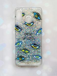 Чохол з плаваючими блискітками на Samsung Galaxy A30(2019) A305/A20 Срібний :: Очі (принт 358)