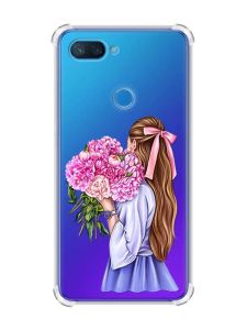 Чохол із потовщеними кутами на Xiaomi Mi 8 Lite :: Дівчина з півоніями (принт 11)