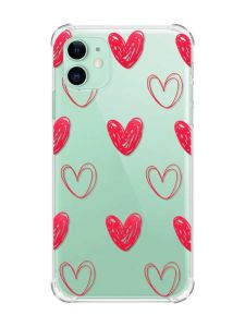 Чохол з потовщеними кутами на Apple iPhone 11 (6.1) :: Сердечка червоні (принт 77)