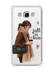 Чохол з потовщеними кутами на Samsung Galaxy J5(2016)/J510 :: Дівчина з кавою (принт 112)