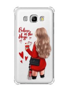 Чохол з потовщеними кутами на Samsung Galaxy J5(2016)/J510 :: Дівчина з кавою (принт 137)