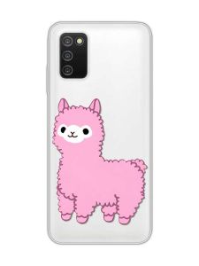 Прозорий чохол на Samsung Galaxy A03s :: Лама рожева (принт 100)