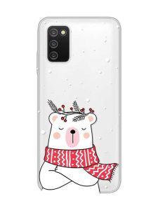 Прозорий чохол на Samsung Galaxy A03s :: Ведмідь у шарфі (принт 147)