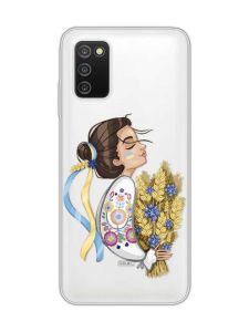 Прозорий чохол на Samsung Galaxy A03s :: Українка з колосками (патріотичний принт 172)