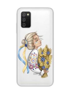 Прозорий чохол на Samsung Galaxy A03s :: Українка з колосками (принт 173)