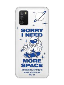 Прозорий чохол на Samsung Galaxy A03s :: Космонавт на скейті (принт 248)