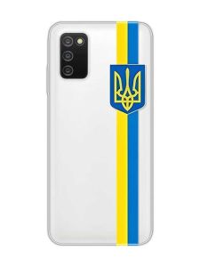 Прозорий чохол на Samsung Galaxy A03s :: Стрічка Україна (патріотичний принт 253)