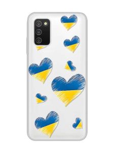 Прозорий чохол на Samsung Galaxy A03s :: Сердечка. Україна (принт 258)