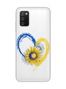 Прозорий чохол на Samsung Galaxy A03s :: Серце з соняхом. Україна (принт 260)