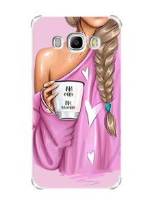 Чохол з потовщеними кутами на Samsung Galaxy J5(2016)/J510 :: Дівчина з кавою (принт 58)