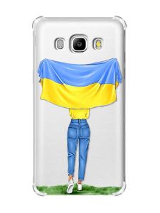 Чохол з потовщеними кутами на Samsung Galaxy J5(2016)/J510 :: Дівчина з прапором (принт 263)