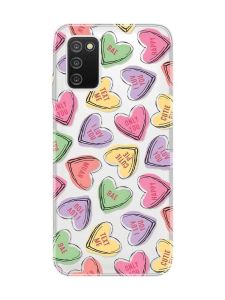Прозорий чохол на Samsung Galaxy A03s :: Сердечка з текстом (принт 333)