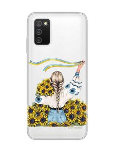 Прозорий чохол на Samsung Galaxy A03s :: Дівчина зі стрічкою (принт 25)