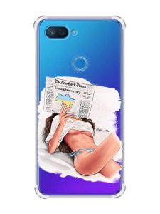 Чохол із потовщеними кутами на Xiaomi Mi 8 Lite :: Дівчина з газетою (принт 31)