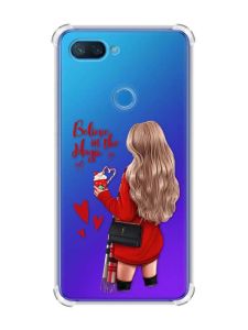 Чохол із потовщеними кутами на Xiaomi Mi 8 Lite :: Дівчина з кавою (принт 137)