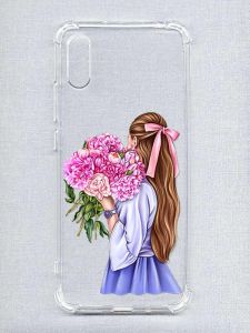 Чохол з потовщеними кутами на Xiaomi Redmi 9A :: Дівчина з півоніями (принт 11)