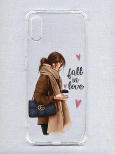 Чохол з потовщеними кутами на Xiaomi Redmi 9A :: Дівчина з кавою (принт 112)