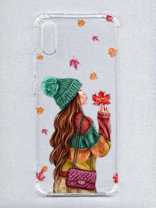 Чохол з потовщеними кутами на Xiaomi Redmi 9A :: Дівчина з листям (принт 221)