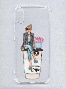 Чохол з потовщеними кутами на Xiaomi Redmi 9A :: Дівчина на каві (принт 228)