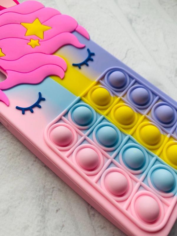 Чохол Попит Антистрес Поп-Іт Pop It для Samsung А50 (2019) А505 Єдиноріг Рожево-фіол.