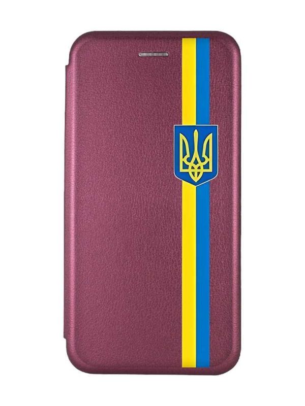 Чохол-книжка з малюнком для Samsung Galaxy M33 5G Бордовий :: Стрічка Україна (патріотичний принт 253)