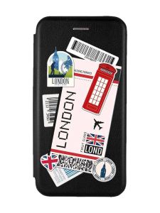 Чохол-книжка з малюнком для Samsung Galaxy S21 FE Чорний :: Подорожі. Лондон (принт 326)