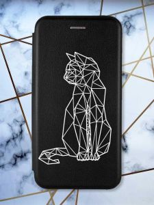 Чохол-книга з малюнком для Samsung Galaxy M13 4G Чорний :: Котик (принт 125)