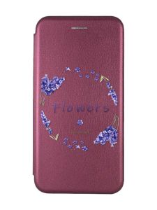 Чохол-книжка з малюнком для iPhone 11 Бордовий :: Лавандовий віночок (принт 19)