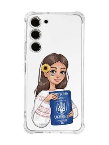 Чохол з потовщеними кутами на Samsung Galaxy S23 :: Дівчина з паспортом (принт 12)