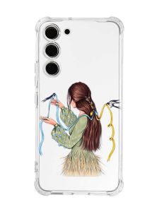 Чохол з потовщеними кутами на Samsung Galaxy S23 :: Дівчина з ластівками (принт 16)